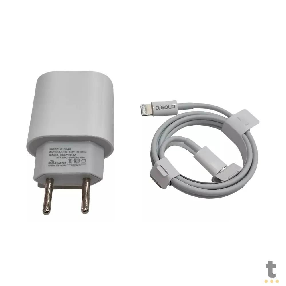 Carregador De Parede aGold Pro Usb Tipo C / IOS Turbo 40W 9.1A - CA40 / C-IOS Truedata